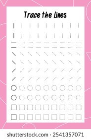 Tracing Lines Exercise Worksheet For Kids