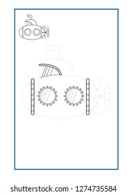 Tracing Lines game  vector for preschool or kindergarten  and special Education. Developing fine motor skills . It great for beginning learners 
