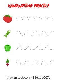 Rastreo de líneas. Práctica de escritura a mano para niños.Práctica de buenas habilidades motoras. Juego educativo para niños de preescolar. Ilustración del vector