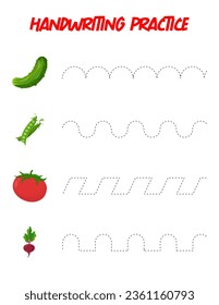 Rastreo de líneas. Práctica de escritura a mano para niños.Práctica de buenas habilidades motoras. Juego educativo para niños de preescolar. Ilustración del vector