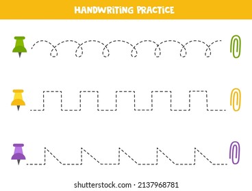 Tracing lines for kids with colorful push pins and paper clips.