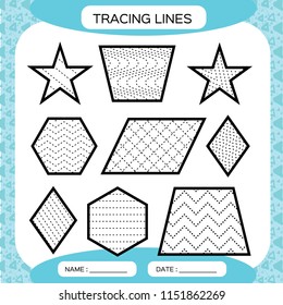 tracing lines kids education preschool worksheet stock vector royalty free 1151862269 shutterstock