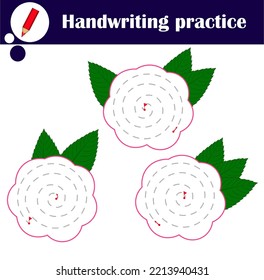 Rastreo de líneas para niños con flores. Espiral. Práctica de escritura a mano