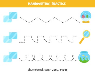 Rastreo de líneas para niños con objetos de vidrio.