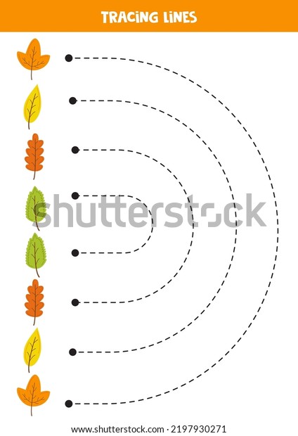 Tracing Lines Kids Hand Drawn Leaves Stock Vector (Royalty Free ...