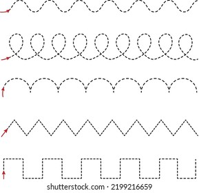 Tracing Lines Kids Handwriting Practice Children Stock Vector (Royalty ...