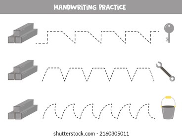 Tracing lines for kids with metallic objects.