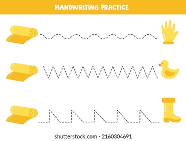 Tracing lines for kids with rubber objects.