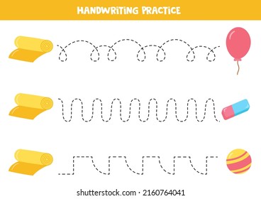 Tracing lines for kids with rubber objects.