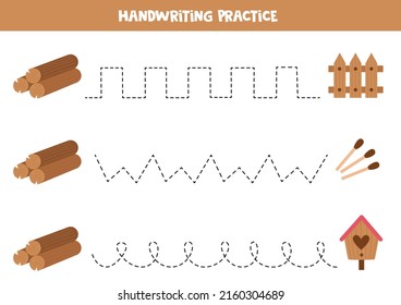 Tracing lines for kids with wooden objects.