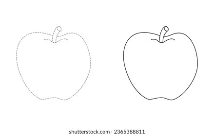 Tracing lines for toddlers. Handwriting practice sheet. Educational children game, printable worksheet for kids with Apple
