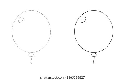 Tracing lines for toddlers. Handwriting practice sheet. Educational children game, printable worksheet for kids with Balloon