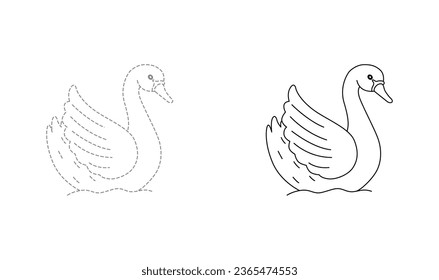 Tracing lines for toddlers. Handwriting practice sheet. Educational children game, printable worksheet for kids with Duck 
