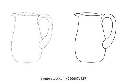 Tracing lines for toddlers. Handwriting practice sheet. Educational children game, printable worksheet for kids with Water Jug 