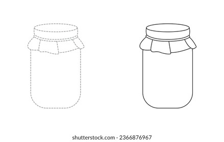 Tracing lines for toddlers. Handwriting practice sheet. Educational children game, printable worksheet for kids with Glass Jar