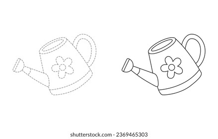 Tracing lines for toddlers. Handwriting practice sheet. Educational children game, printable worksheet for kids with Watering Can