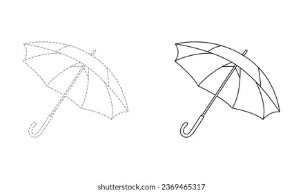 Tracing lines for toddlers. Handwriting practice sheet. Educational children game, printable worksheet for kids with Umbrella