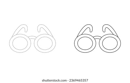 Tracing lines for toddlers. Handwriting practice sheet. Educational children game, printable worksheet for kids with Sun Glasses