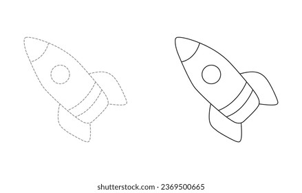 Tracing lines for toddlers. Handwriting practice sheet. Educational children game, printable worksheet for kids with Rocket