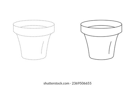 Tracing lines for toddlers. Handwriting practice sheet. Educational children game, printable worksheet for kids with Planting Pot
