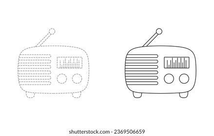 Rastreo de líneas para niños pequeños. Hoja de prácticas de escritura a mano. Juego infantil educativo, hoja de cálculo imprimible para niños con radio