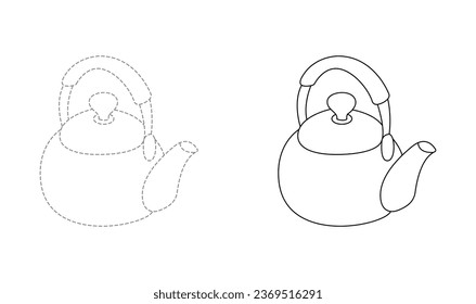 Ausrufeanlagen für Kleinkinder. Handschriftenpraxisblatt. Kinderspiel, druckbares Arbeitsblatt für Kinder mit Kettle