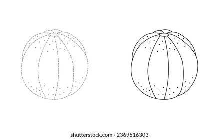 Tracing lines for toddlers. Handwriting practice sheet. Educational children game, printable worksheet for kids with Melon
