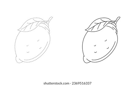Tracing lines for toddlers. Handwriting practice sheet. Educational children game, printable worksheet for kids with Lemon