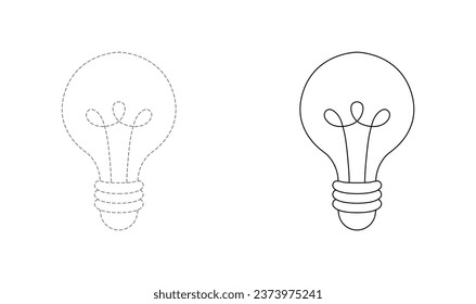 Tracing lines for toddlers. Handwriting practice sheet. Educational children game, printable worksheet for kids with Bulb