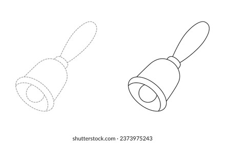 Tracing lines for toddlers. Handwriting practice sheet. Educational children game, printable worksheet for kids with Bell