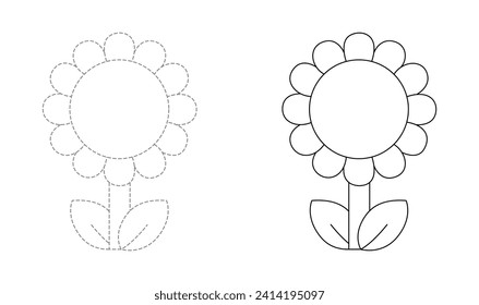 Tracing lines for toddlers. Handwriting practice sheet. Educational children game, printable worksheet for kids with Flower
