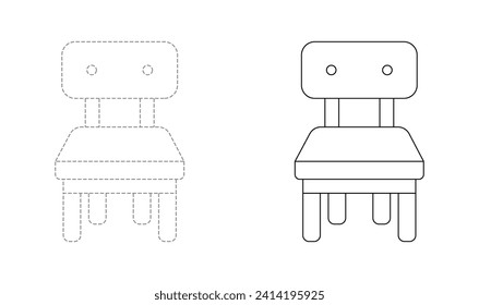 Tracing lines for toddlers. Handwriting practice sheet. Educational children game, printable worksheet for kids with Wood Chair 
