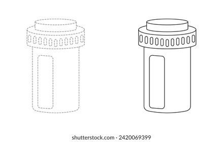 Tracing lines for toddlers. Handwriting practice sheet. Educational children game, printable worksheet for kids with Medicine Bottle