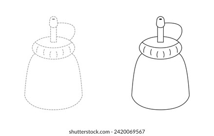 Tracing lines for toddlers. Handwriting practice sheet. Educational children game, printable worksheet for kids with Ketchup Bottle