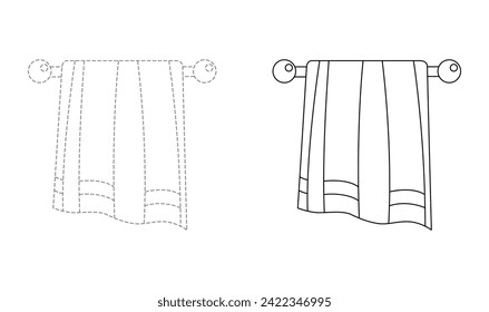 Tracing lines for toddlers. Handwriting practice sheet. Educational children game, printable worksheet for kids with Towel