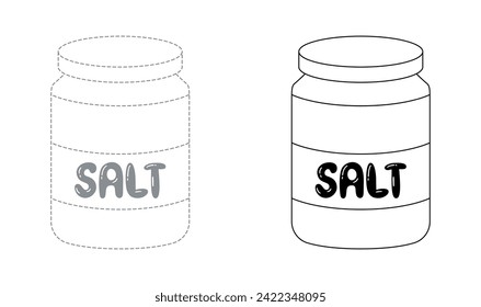 Tracing lines for toddlers. Handwriting practice sheet. Educational children game, printable worksheet for kids with Salt Bottle