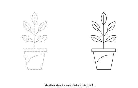 Tracing lines for toddlers. Handwriting practice sheet. Educational children game, printable worksheet for kids with Plant