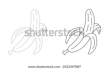 Tracing lines for toddlers. Handwriting practice sheet. Educational children game, printable worksheet for kids with Banana