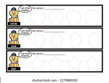 Tracing Lines  vector for preschool or kindergarten  and special Education. Developing fine motor skills . It great for beginning learners with puppy cartoon
