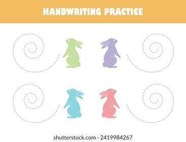 Tracing lines vector worksheet for preschool education. Handwriting practice Activity book page.