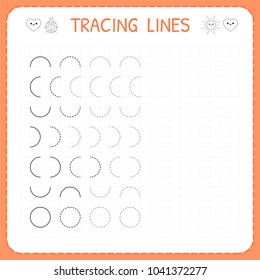 tracing lines worksheet kids basic writing stock vector royalty free 1041372277 shutterstock