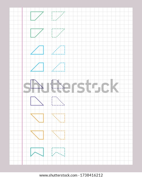 tracing lines worksheet kids trace pattern stock vector royalty free 1738416212