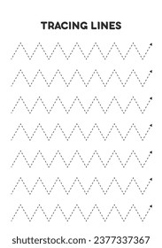 Tracing lines. Worksheets for kids. Preschool education.
