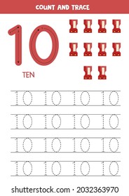 Tracing Number 10 Handwriting Practice Kids Stock Vector (Royalty Free ...
