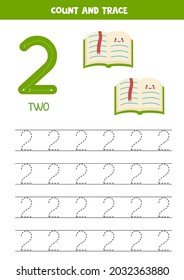 Tracing Number 2 Preschool Worksheet Cute Stock Vector (Royalty Free ...