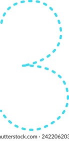 Tracing number 3 for Kids, Number 3, 3, dashed line number