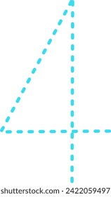 Tracing number 4 for Kids, Number 4, 4, dashed line number