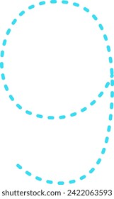 Número de seguimiento 9 para niños, número 9, 9, número de línea discontinua