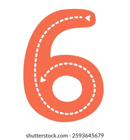 Tracing Numbers, Handwriting Practice, Preschool Learning. Tracing Number 6