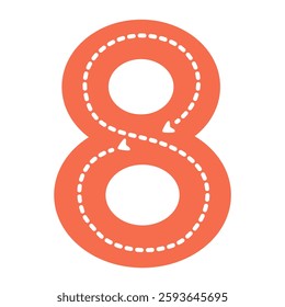 Tracing Numbers, Handwriting Practice, Preschool Learning. Tracing Number 8